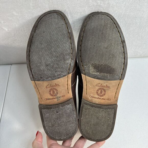 Clarks Mens 7.5 Penny Loafer‎ Driving Shoe Brown Leather Slip On Moccasin main image 4